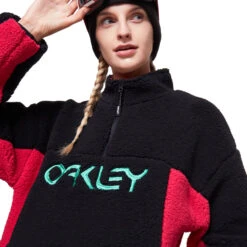 Oakley TNP Sherpa Fleece Fleecepullover Black/Rubine Damen -Bestes Skifahren Geschäft oakley tnp womens sherpa fleece foa500006 9br 02 gross