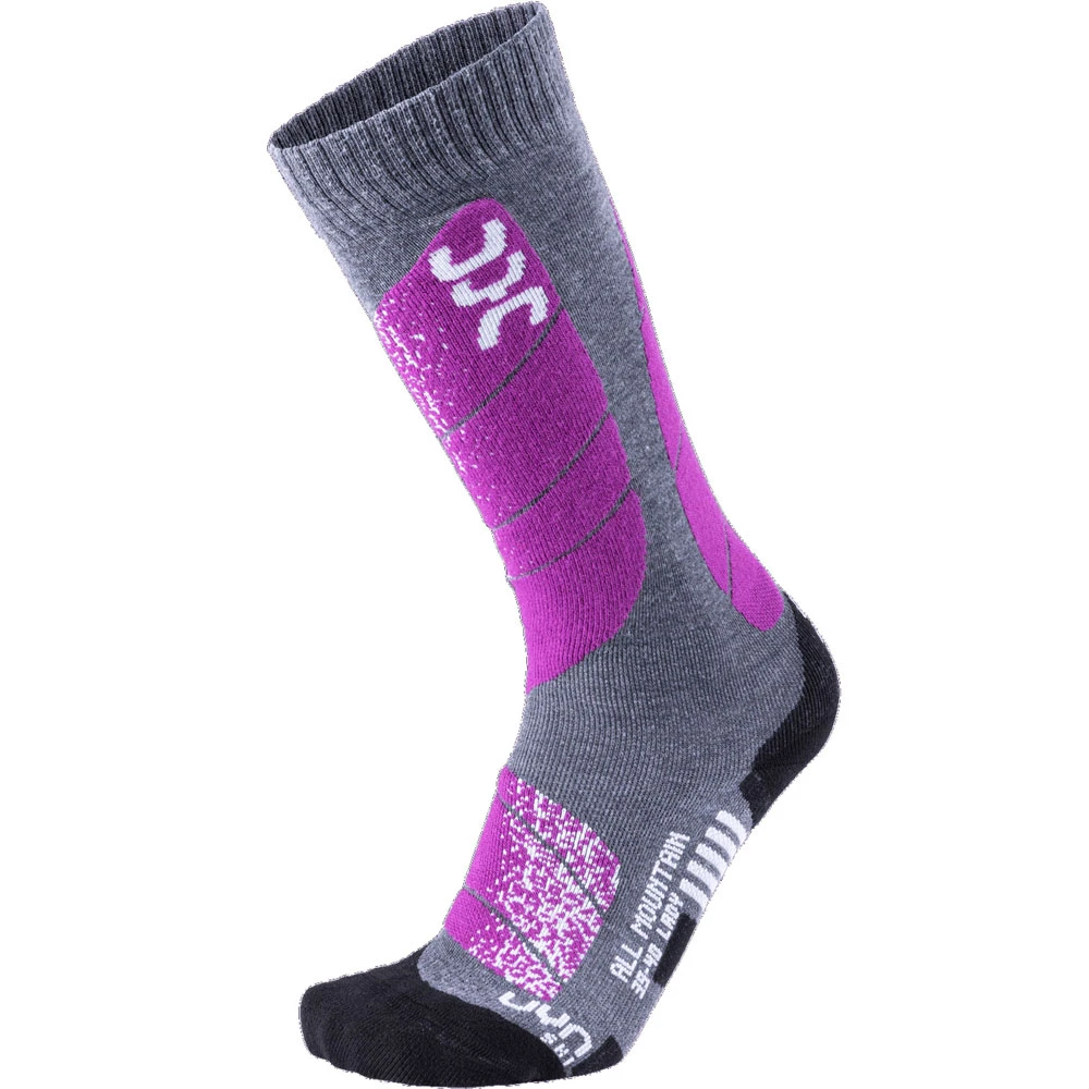 UYN Ski All Mountain Skisocken Medium Grey/Melange/Purple Damen 1 UYN Ski All Mountain Skisocken Medium Grey/Melange/Purple Damen